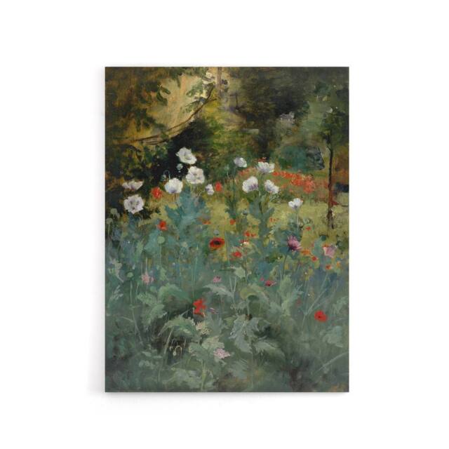 "Artery8 Eliphalet Andrews Poppies Wildflower Painting Canvas Wall Art Print in Green - Size: W12"" x H16""" - image 1