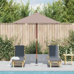 Berkfield Home Outdoor Parasol with Wooden Pole 150x200 cm Taupe in Beige - thumbnail 1