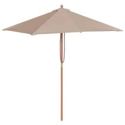 Berkfield Home Outdoor Parasol with Wooden Pole 150x200 cm Taupe in Beige - thumbnail 3