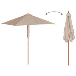 Berkfield Home Outdoor Parasol with Wooden Pole 150x200 cm Taupe in Beige - thumbnail 6
