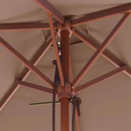 Berkfield Home Outdoor Parasol with Wooden Pole 150x200 cm Taupe in Beige - thumbnail 8