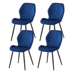 SONARA Modern Velvet Dining Chairs Set of 4 with Ergonomic Curved Backrest in Blue - thumbnail 2