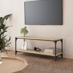 Berkfield Home TV Cabinet Sonoma Oak 100x33x41 cm Engineered Wood & Steel in Brown - Size: 100 x 33 x 41 cm