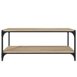 Berkfield Home TV Cabinet Sonoma Oak 100x33x41 cm Engineered Wood & Steel in Brown - Size: 100 x 33 x 41 cm - thumbnail 5
