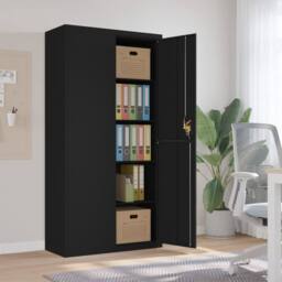 Berkfield Home File Cabinet Black 90x40x180 cm Steel - Size: 90 x 40 x 180 cm - thumbnail 2