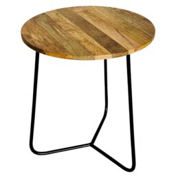 Jaipur Furniture Ltd Ravi Iron Base Soild Wood Top Side Table - L45 x W45 x H50 cm - Mango Light Finish in Brown - thumbnail 2