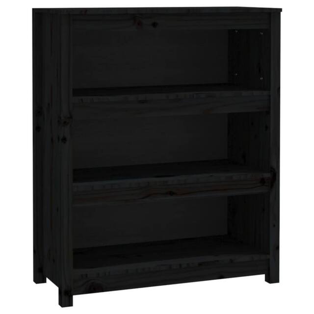 Berkfield Home Book Cabinet Black 80x35x97 cm Solid Wood Pine - Size: 80 x 35 x 97 cm - image 1