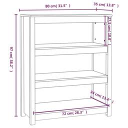 Berkfield Home Book Cabinet Black 80x35x97 cm Solid Wood Pine - Size: 80 x 35 x 97 cm - thumbnail 8
