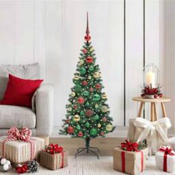 Berkfield Home Elegant Artificial Pre-lit Christmas Tree Green 120 cm PVC & Metal - thumbnail 2