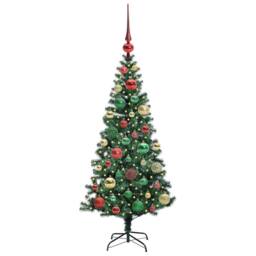 Berkfield Home Elegant Artificial Pre-lit Christmas Tree Green 120 cm PVC & Metal - thumbnail 1