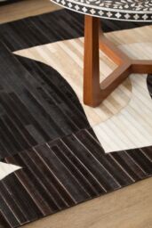 Orsina Bosie Safira Small Abstract Hair On Leather Rug - thumbnail 2