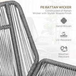 OUTSUNNY Garden Rattan Leisure Chair Set w/ Adjustable Backrest, Outdoor Chair Set in Light Grey - thumbnail 4