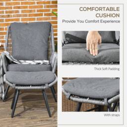 OUTSUNNY Garden Rattan Leisure Chair Set w/ Adjustable Backrest, Outdoor Chair Set in Light Grey - thumbnail 5