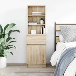 Berkfield Home Bedside Cabinet Sonoma Oak 39x35x125 cm Engineered Wood - Size: 39 x 35 x 125 cm - thumbnail 3