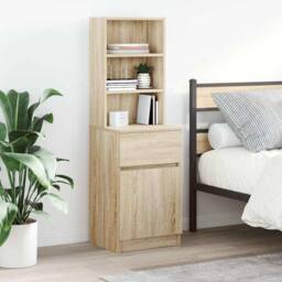 Berkfield Home Bedside Cabinet Sonoma Oak 39x35x125 cm Engineered Wood - Size: 39 x 35 x 125 cm - thumbnail 2