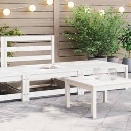 Berkfield Home 2 Piece Garden Lounge Set White Solid Pinewood - thumbnail 2