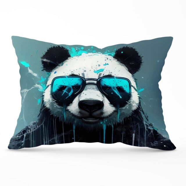 Warren Reed - Designer Panda With Blue Glasses Splashart Cushions - Size: 45 cm x 45 cm - image 1