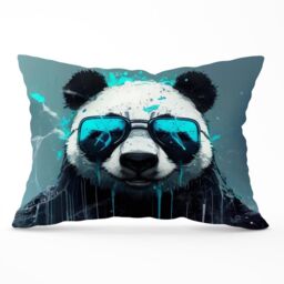 Warren Reed - Designer Panda With Blue Glasses Splashart Cushions - Size: 45 cm x 45 cm - thumbnail 1