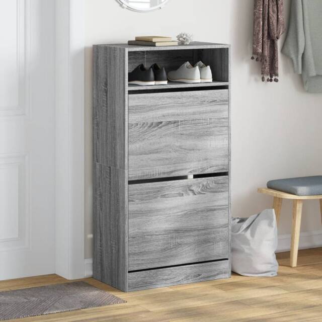 Berkfield Home Shoe Cabinet Grey Sonoma 60x34x116 Engineered Wood - image 1