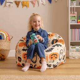 icon Kids Printed Halloween Childrens Bean Bag Armchair in Orange - Size: Medium - thumbnail 2