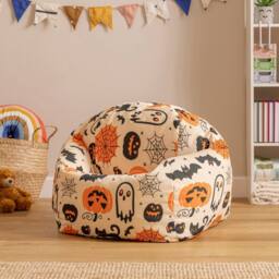 icon Kids Printed Halloween Childrens Bean Bag Armchair in Orange - Size: Medium