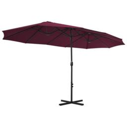 Berkfield Home Outdoor Parasol with Aluminium Pole 460x270 cm Bordeaux Red - thumbnail 4