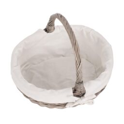 Red Hamper Cotton Lined Antique Wash Shopping Basket in White - Size: Small - thumbnail 3