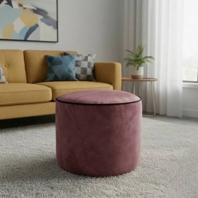 Snug City Luxury Velvet Large Round Bean Bag Ottoman Soft Plush Stool Pouffe in Burgundy - image 1