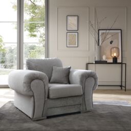 Abakus Direct Verona Armchair in Light Grey Crushed Chenille - thumbnail 1