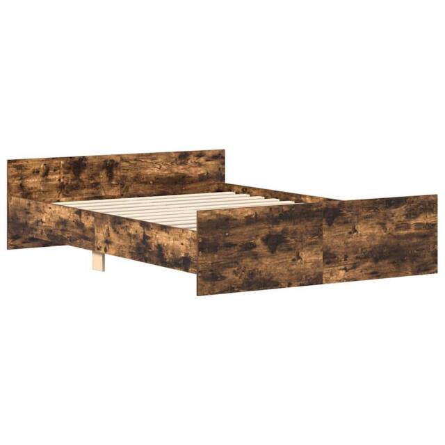 Berkfield Home Durable Bed Frame with Headboard & Footboard Smoked Oak 120x190 in Brown - Size: Small Double - image 1