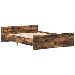 Berkfield Home Durable Bed Frame with Headboard & Footboard Smoked Oak 120x190 in Brown - Size: Small Double - thumbnail 1