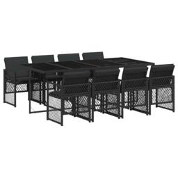 Berkfield Home 9 Piece Garden Dining Set with Cushions Black Poly Rattan - thumbnail 2