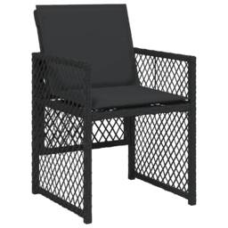 Berkfield Home 9 Piece Garden Dining Set with Cushions Black Poly Rattan - thumbnail 4