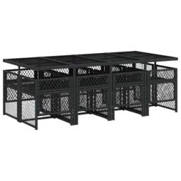 Berkfield Home 9 Piece Garden Dining Set with Cushions Black Poly Rattan - thumbnail 5