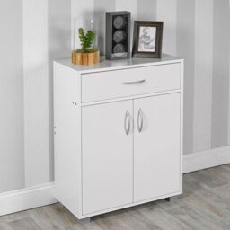 EONLION Small 2-Door Sideboard with Drawer, Wooden Hallway Storage Cabinet in Black - thumbnail 3