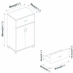 EONLION Small 2-Door Sideboard with Drawer, Wooden Hallway Storage Cabinet in Black - thumbnail 2