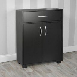 EONLION Small 2-Door Sideboard with Drawer, Wooden Hallway Storage Cabinet in Black - thumbnail 5