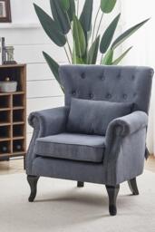 Tufted Button Armchair with Throw Pillow