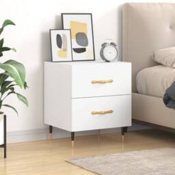 Berkfield Home Bedside Cabinet White 40x35x47.5 cm Engineered Wood - thumbnail 2