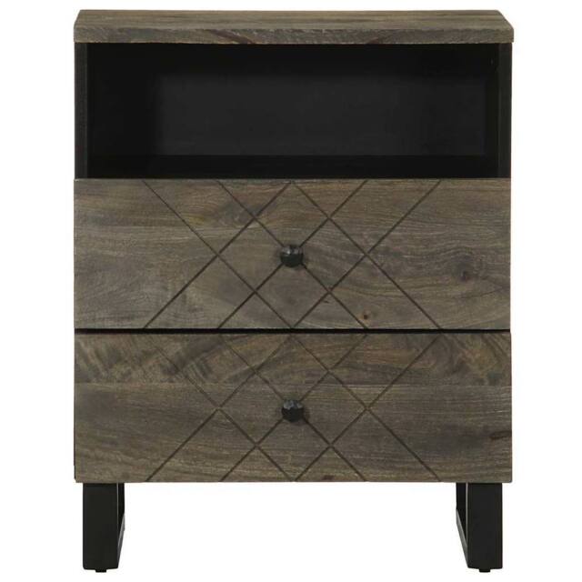 Berkfield Home Beautiful Bedside Cabinet Black 50x33x62 cm Solid Wood Mango - Size: 50 x 33 x 62 cm - image 1