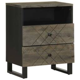 Berkfield Home Beautiful Bedside Cabinet Black 50x33x62 cm Solid Wood Mango - Size: 50 x 33 x 62 cm - thumbnail 2