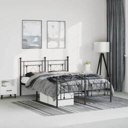 Berkfield Home Metal Bed Frame without Mattress with Footboard Black 193x203cm - Size: 193x203 cm - thumbnail 2