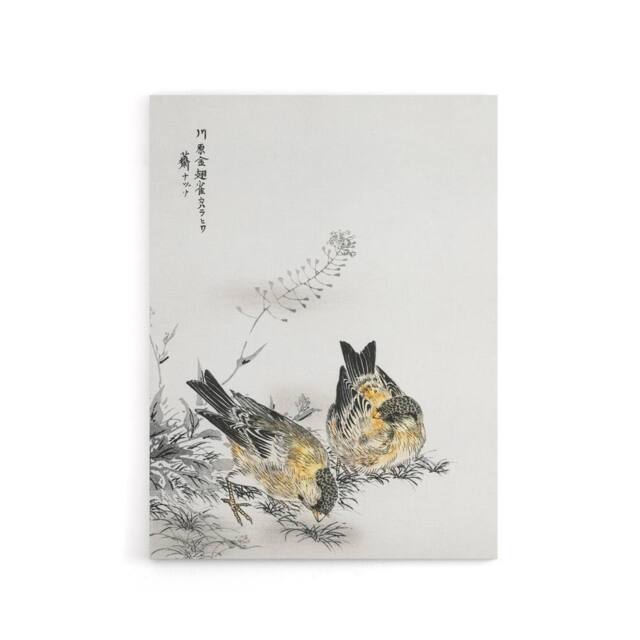 "Artery8 Greenfinch & Shepherd's Purse Plant Canvas Wall Art Print Kashu - Size: W18"" x H24""" - image 1