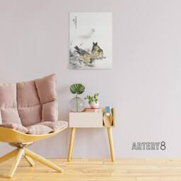 "Artery8 Greenfinch & Shepherd's Purse Plant Canvas Wall Art Print Kashu - Size: W18"" x H24""" - thumbnail 3