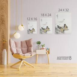 "Artery8 Greenfinch & Shepherd's Purse Plant Canvas Wall Art Print Kashu - Size: W18"" x H24""" - thumbnail 4