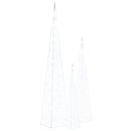 Berkfield Home Acrylic Decorative LED Light Cone Set Cold White 60/90/120cm - thumbnail 2