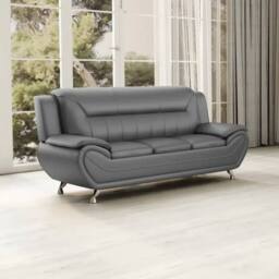 LUXURY LIFE Eclipse Faux Leather Sofa Set in Grey - thumbnail 2