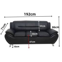 LUXURY LIFE Eclipse Faux Leather Sofa Set in Grey - thumbnail 4