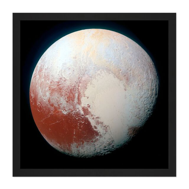"Artery8 Wall Art Print Space NASA LORRI Dwarf Planet Pluto Enhanced Photo Square Framed Picture 16X16 Inch in Black - Size: W16"" x H16""" - image 1