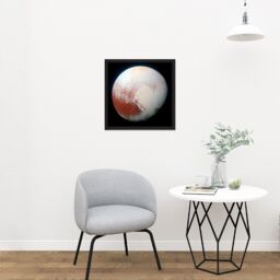 "Artery8 Wall Art Print Space NASA LORRI Dwarf Planet Pluto Enhanced Photo Square Framed Picture 16X16 Inch in Black - Size: W16"" x H16""" - thumbnail 2